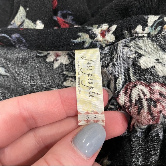 Free People Black Floral Swing Tunic Long SleeveDress - Picture 8 of 13